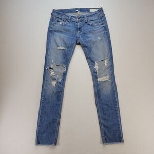 Rag & Bone Dre Jeans Women 25 Blue Slim Boyfriend Distressed Denim